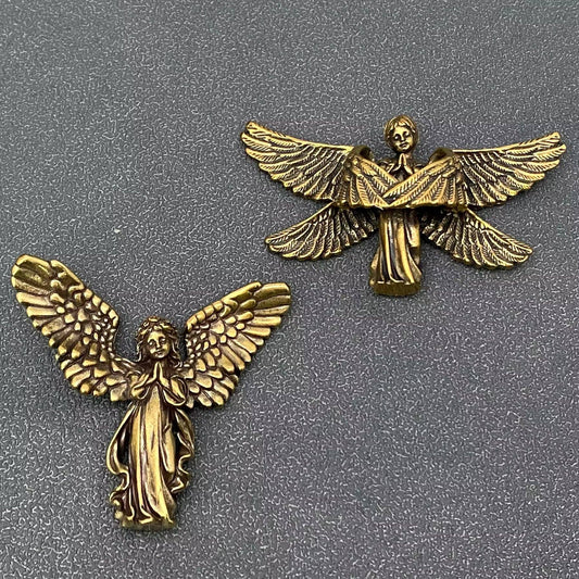 Brass Angel Statue Crafts Desktop Ornaments Decoration - Spiral Circle