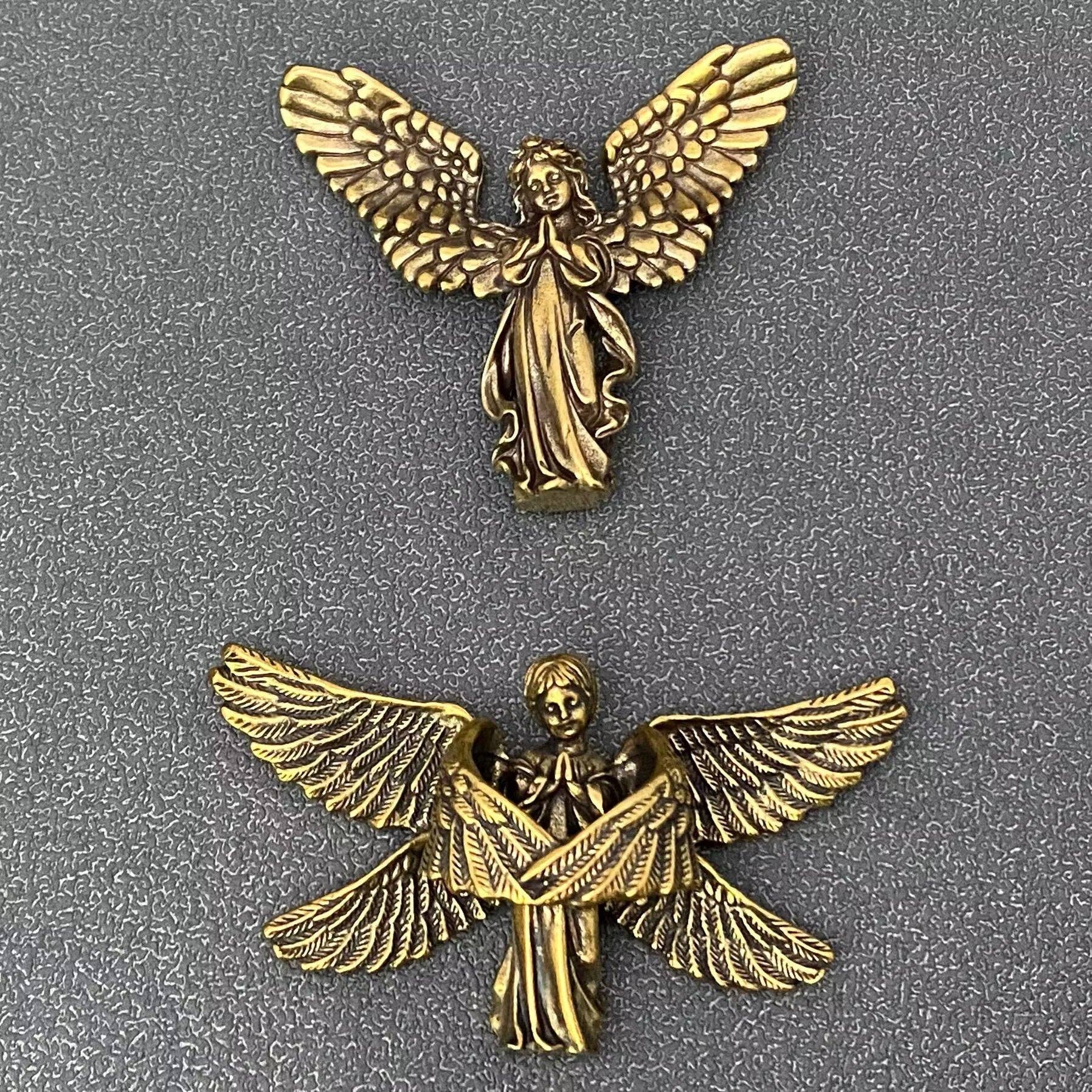 Brass Angel Statue Crafts Desktop Ornaments Decoration - Spiral Circle