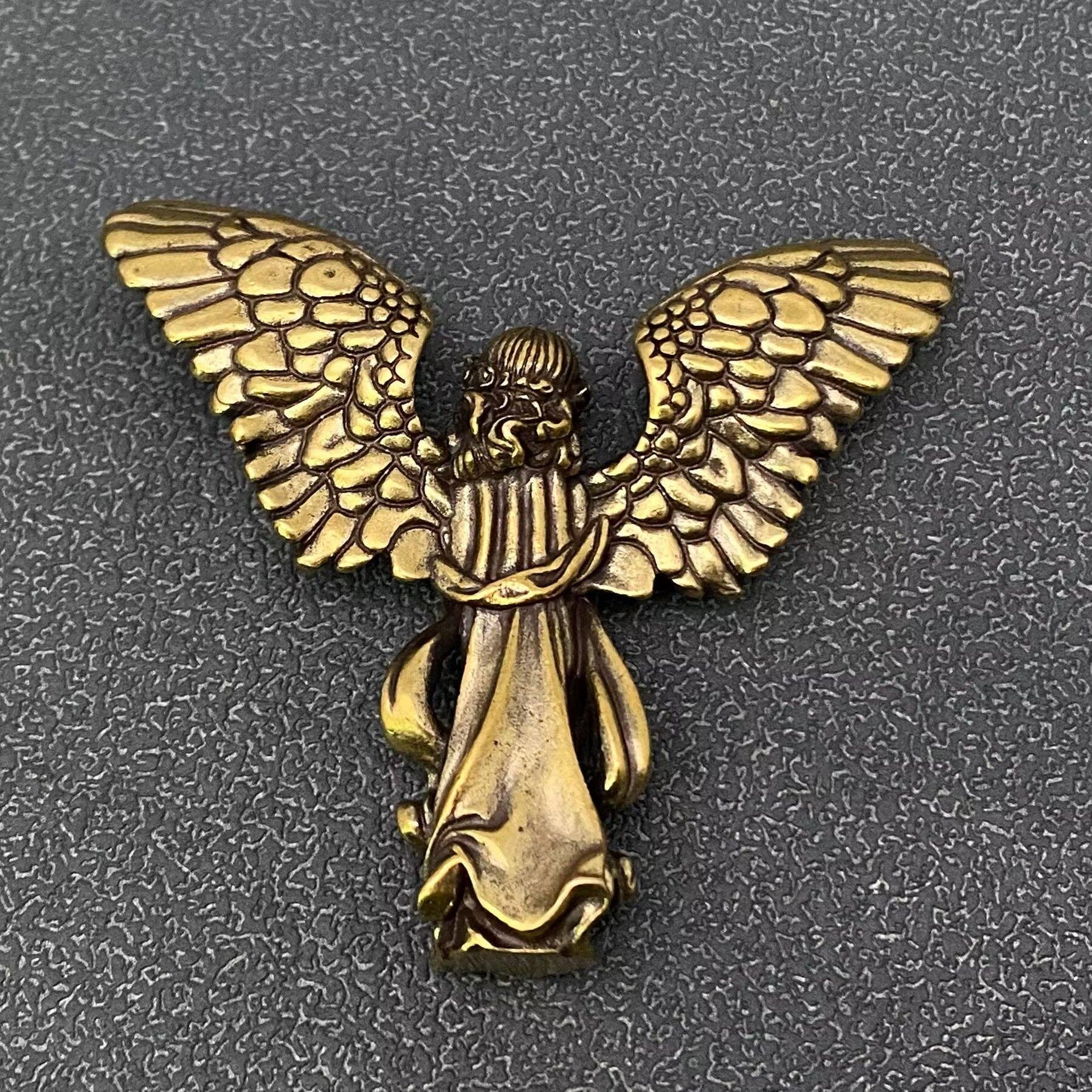 Brass Angel Statue Crafts Desktop Ornaments Decoration - Spiral Circle