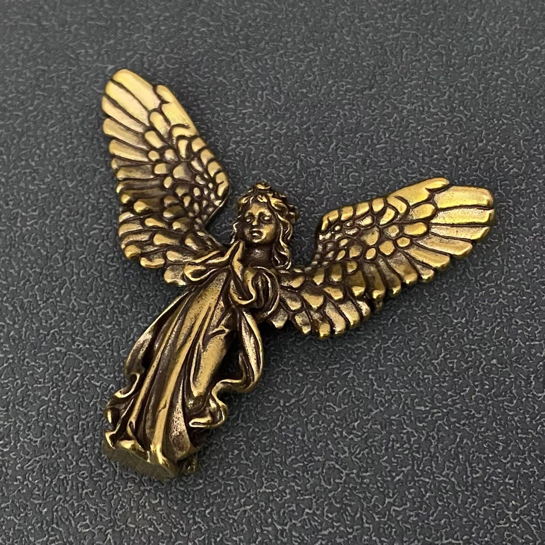 Brass Angel Statue Crafts Desktop Ornaments Decoration - Spiral Circle