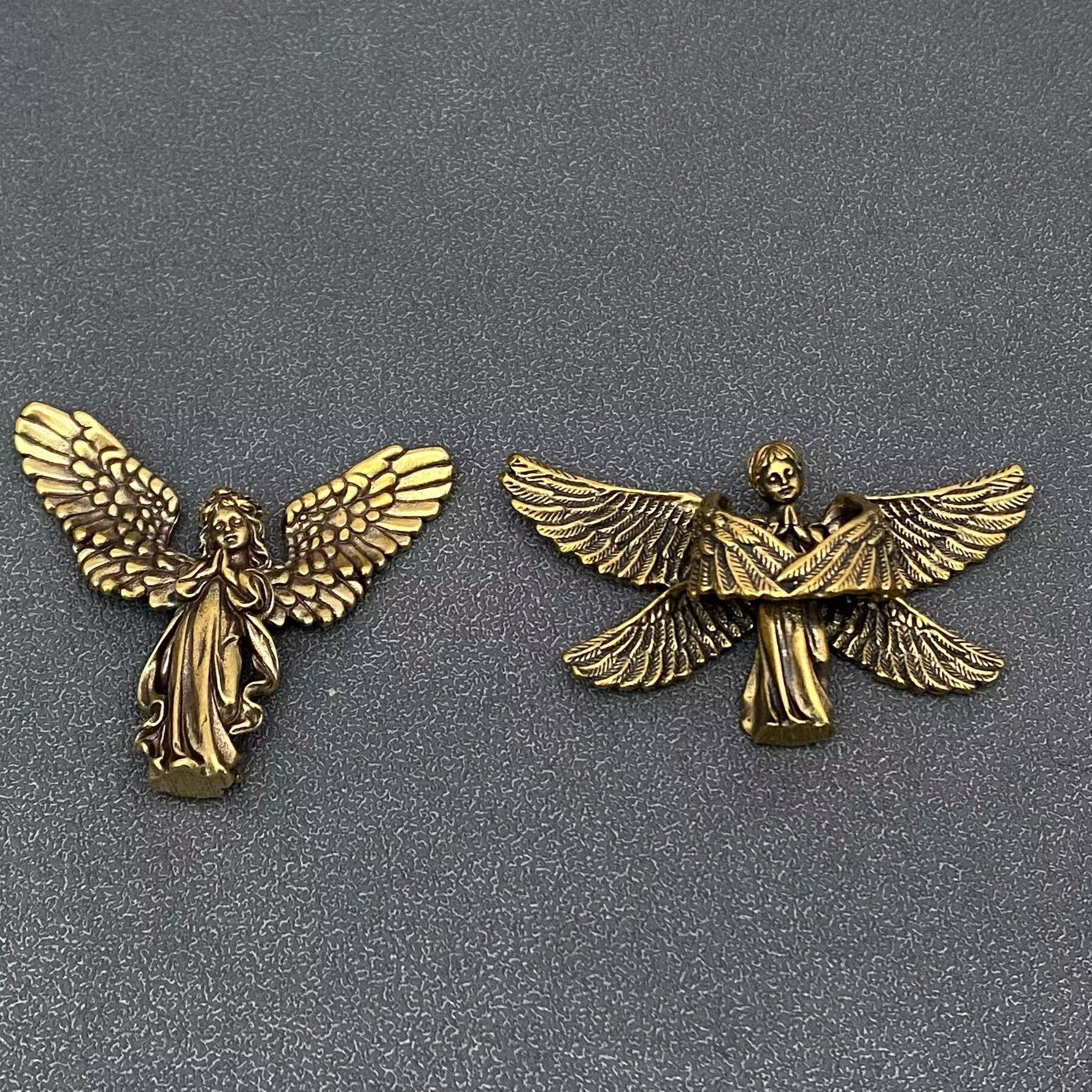 Brass Angel Statue Crafts Desktop Ornaments Decoration - Spiral Circle