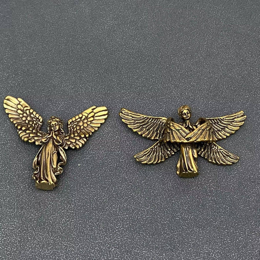 Brass Angel Statue Crafts Desktop Ornaments Decoration - Spiral Circle