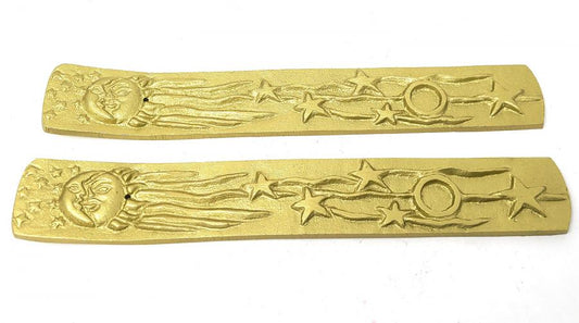 Brass Celestial Scene | Boat Incense Burner | 10"L - Spiral Circle