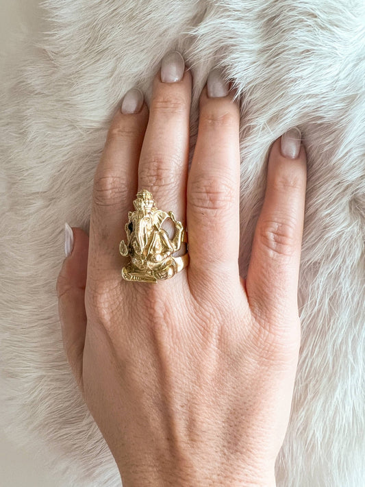 Brass Ganesh Ring - Spiral Circle