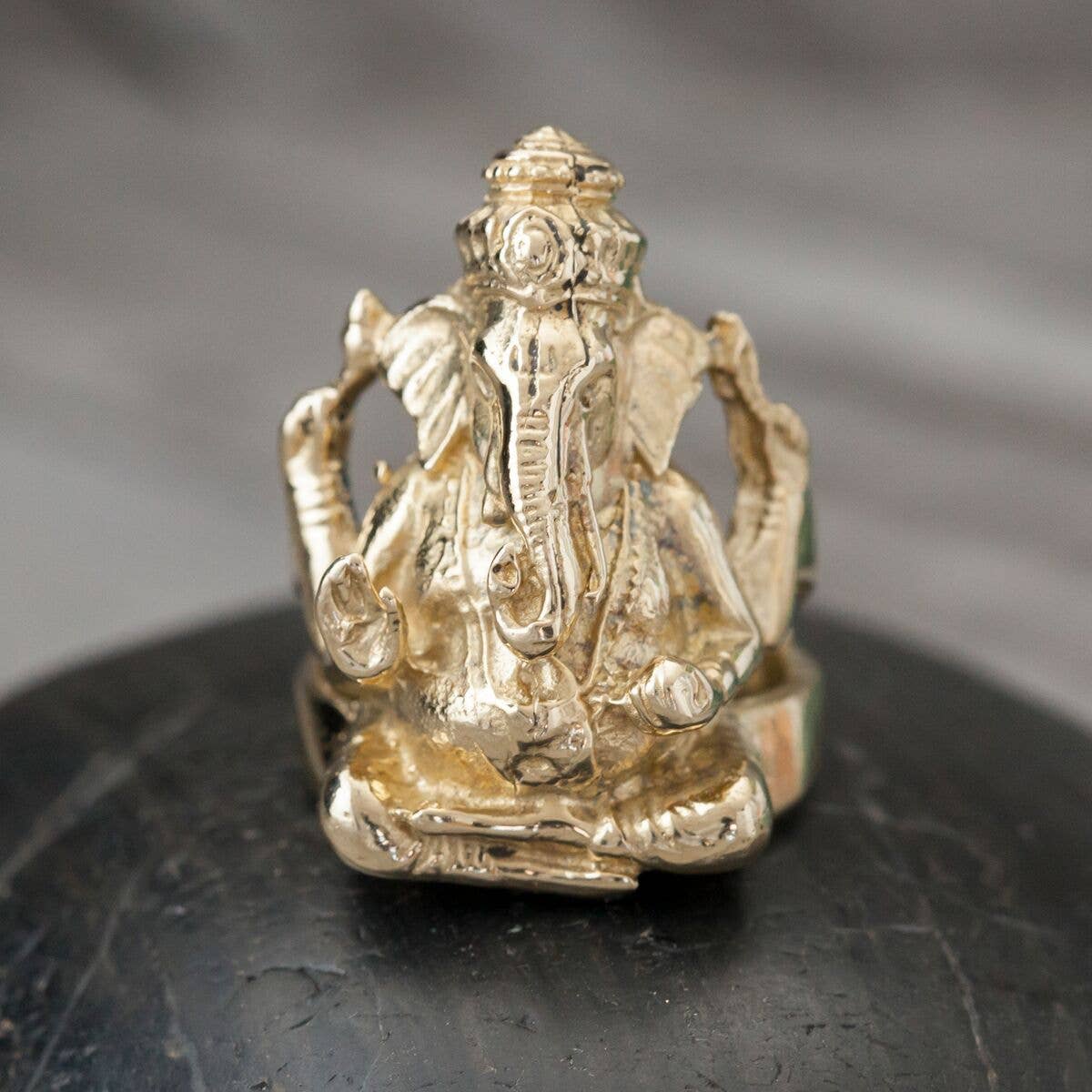 Brass Ganesh Ring - Spiral Circle