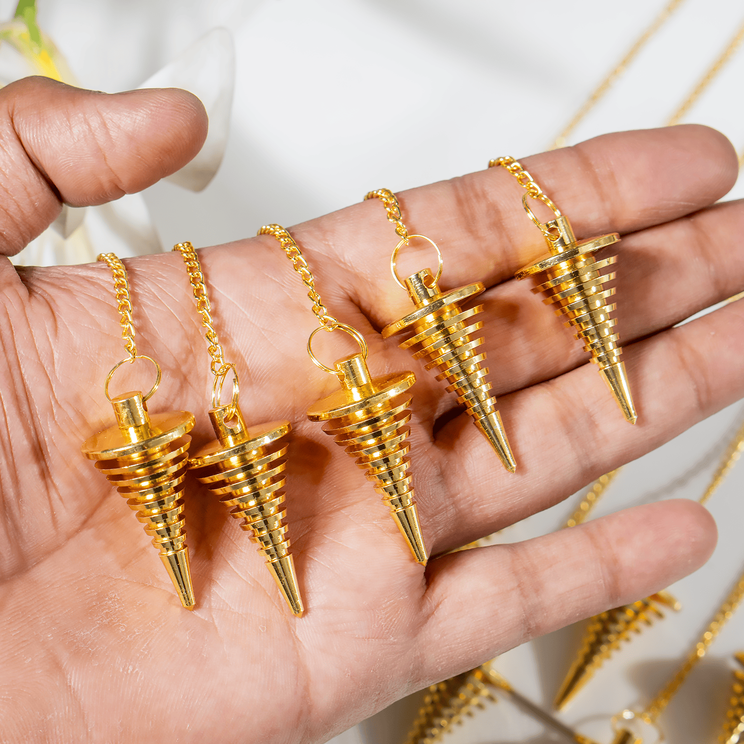 Brass Gold Pendulum | Dowsing Tool | Chakra Healing Tools - Spiral Circle