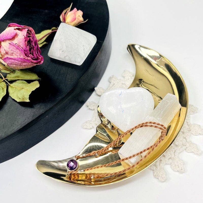 Brass Moon Tray | Crystal Holder - Spiral Circle