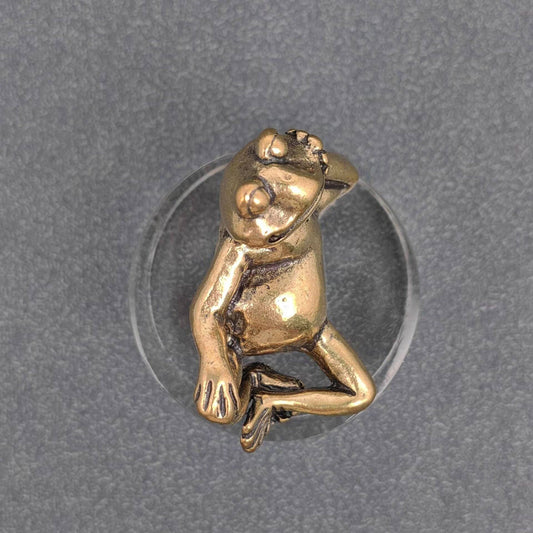 Brass Side - Lying Frog Desktop Ornaments Decorations - Spiral Circle