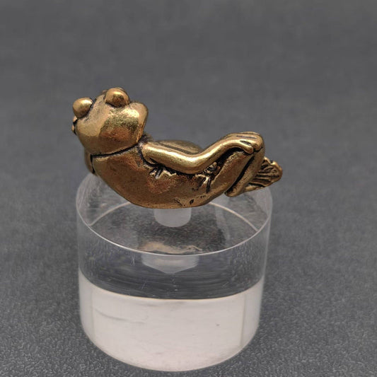 Brass Side - Lying Frog Desktop Ornaments Decorations - Spiral Circle