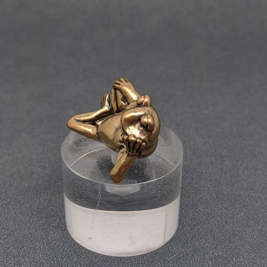 Brass Side - Lying Frog Desktop Ornaments Decorations - Spiral Circle