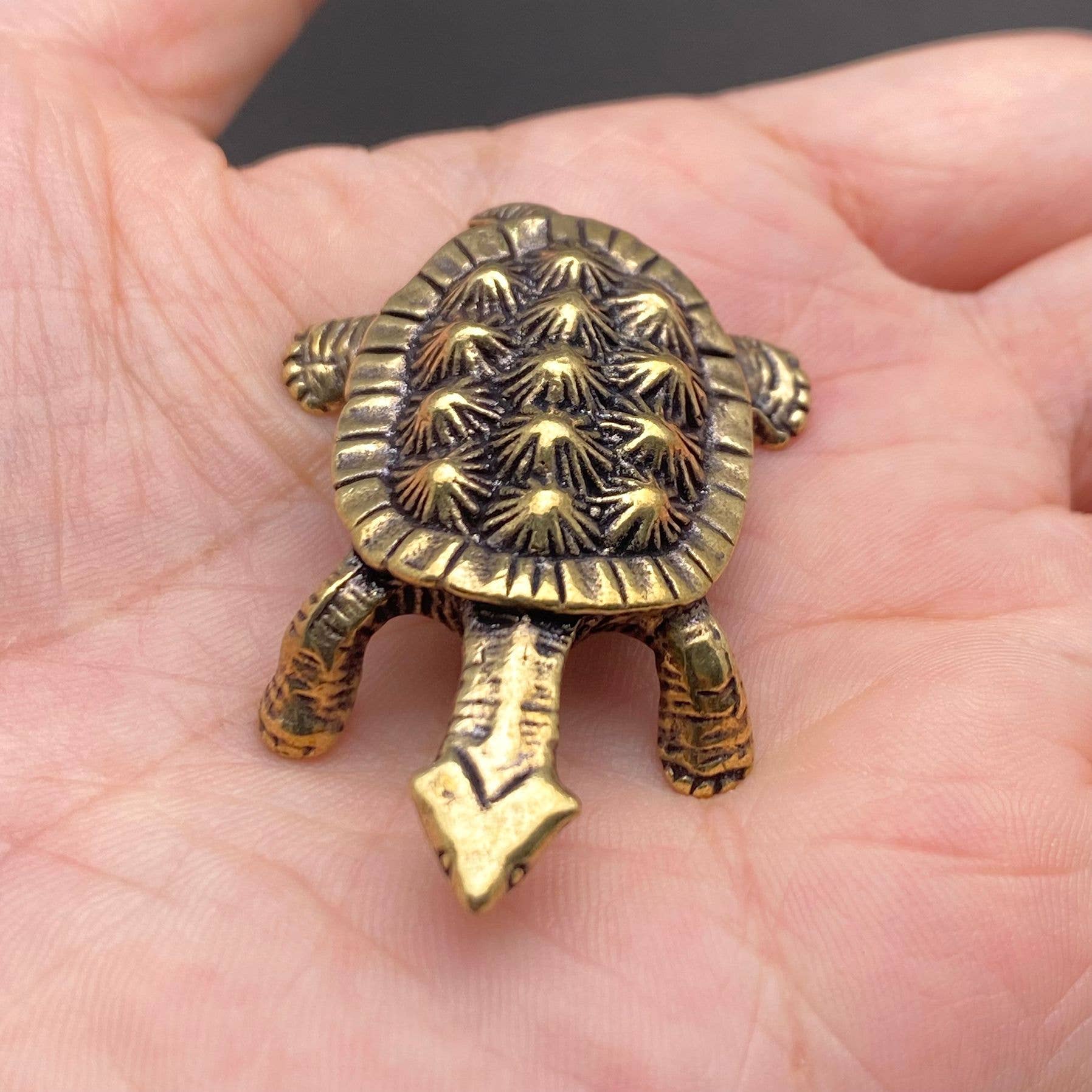 Brass Turtle Desktop Ornaments Decoration - Spiral Circle