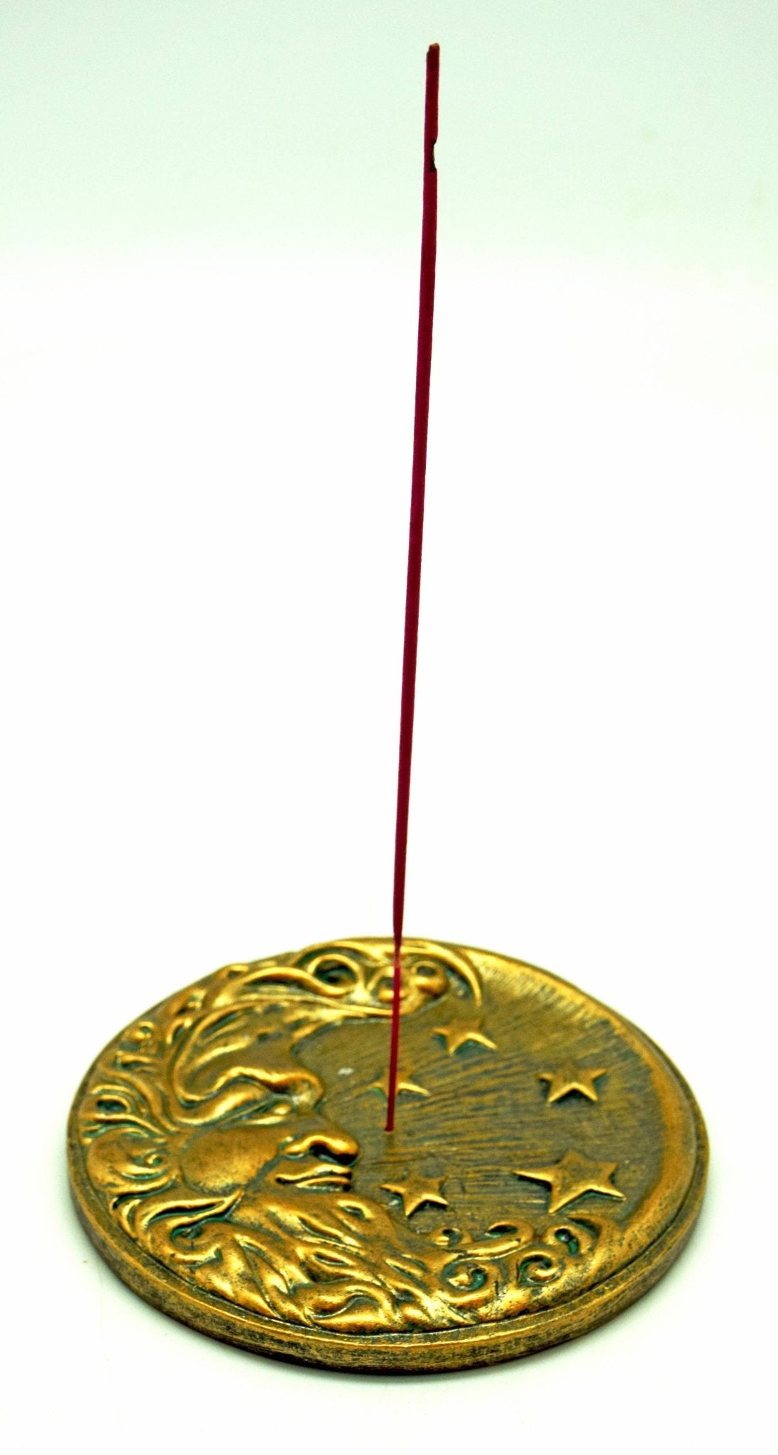 Bronze Colored Moon and Stars Incense Burner - Spiral Circle