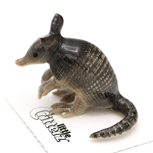 Burrow Armadillo Decorative Figurine in Porcelain Miniature - Spiral Circle