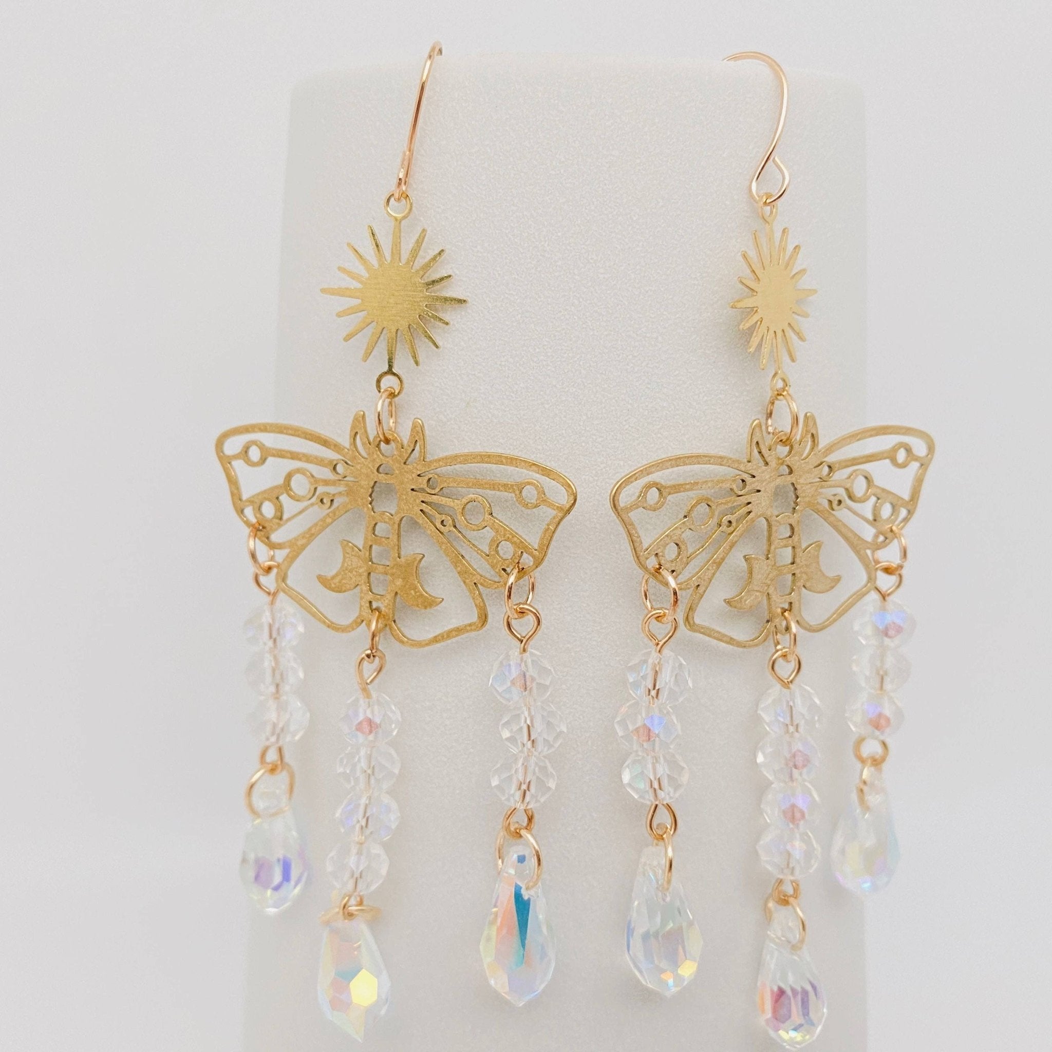 Butterfly Drops Earrings - Spiral Circle