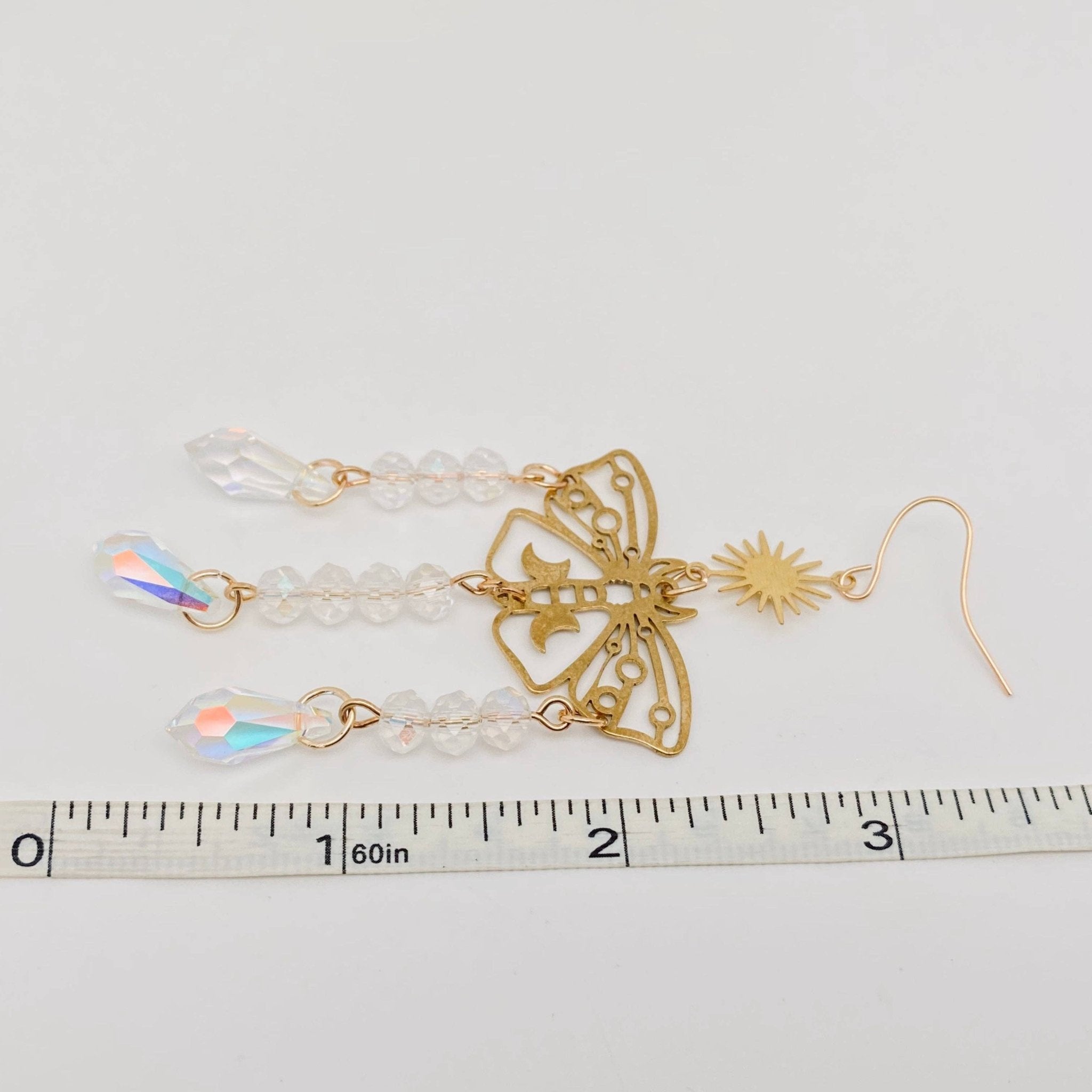 Butterfly Drops Earrings - Spiral Circle