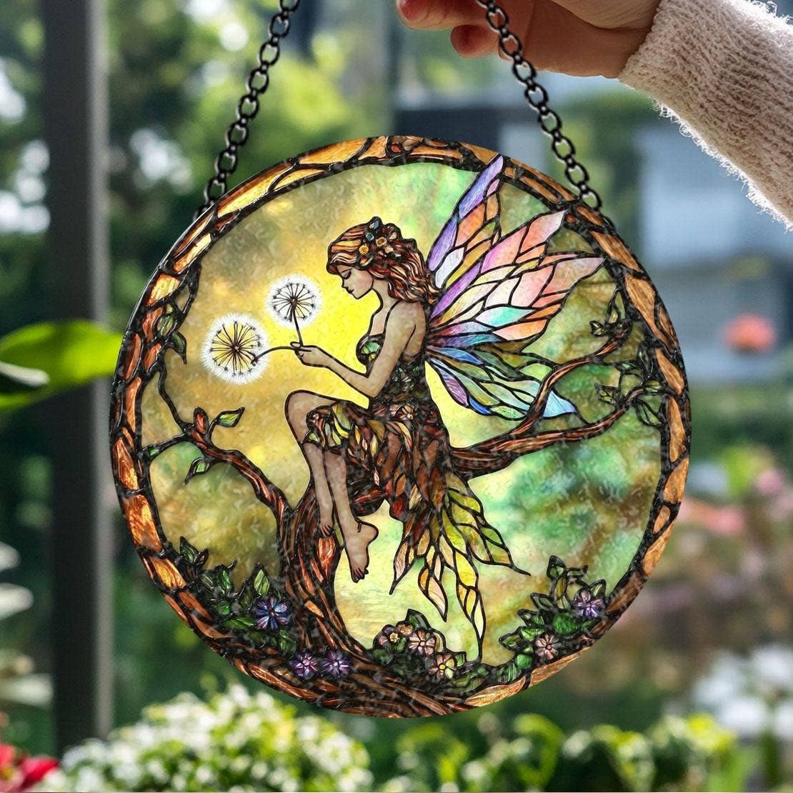 Butterfly Fairy Reading Book Suncatcher, Gift for Book Lover - Spiral Circle