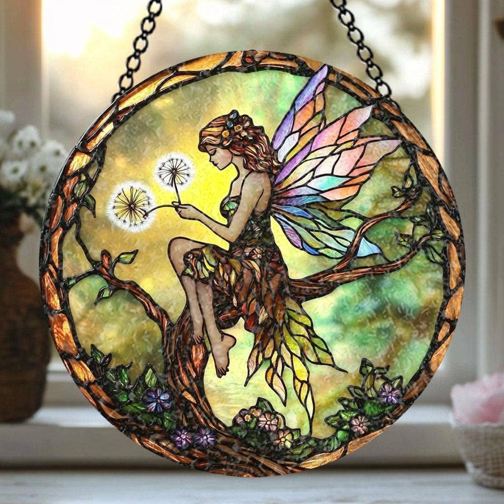 Butterfly Fairy Reading Book Suncatcher, Gift for Book Lover - Spiral Circle