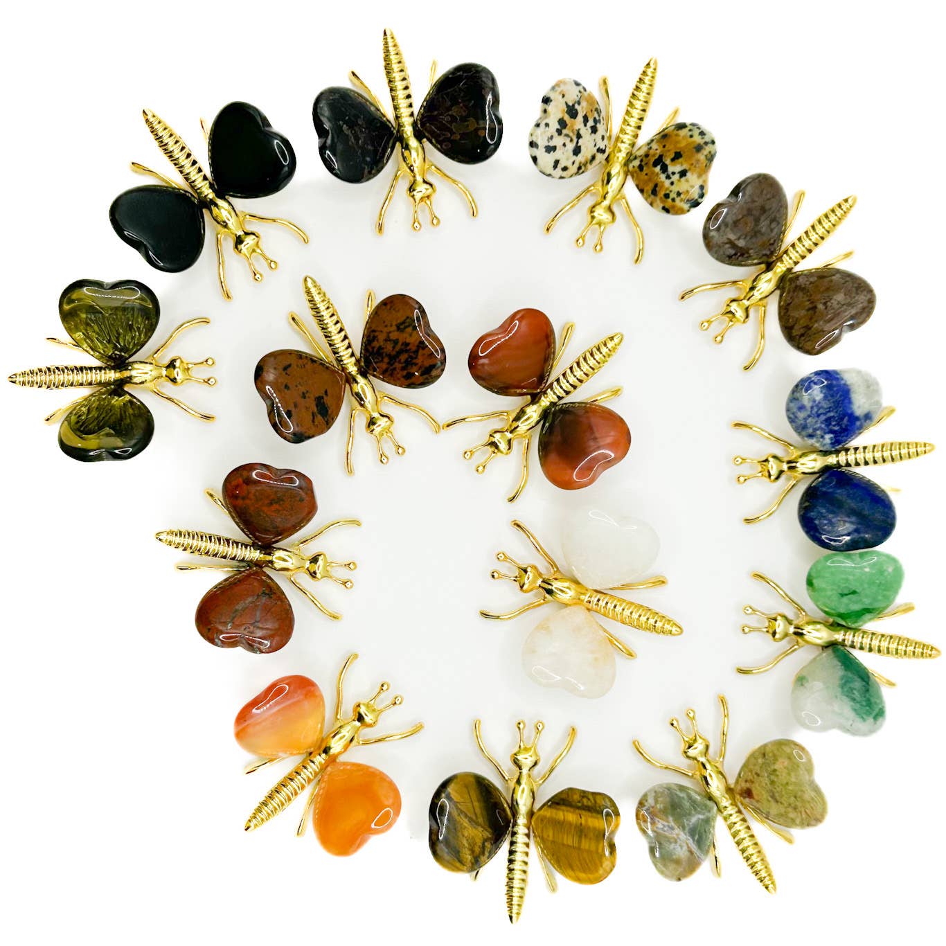 Butterfly with Gemstone Heart Wings - Spiral Circle