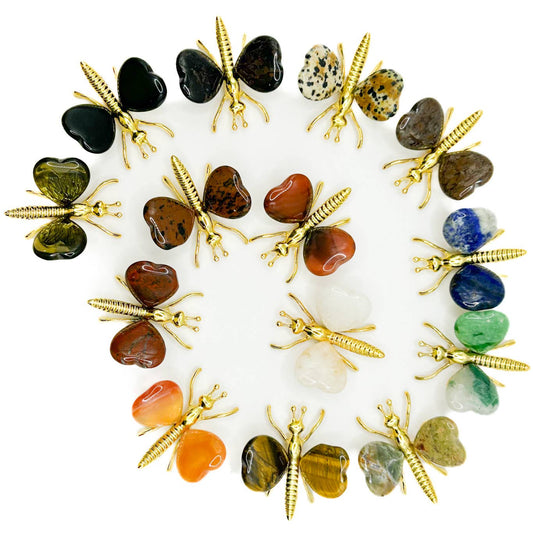 Butterfly with Gemstone Heart Wings - Spiral Circle