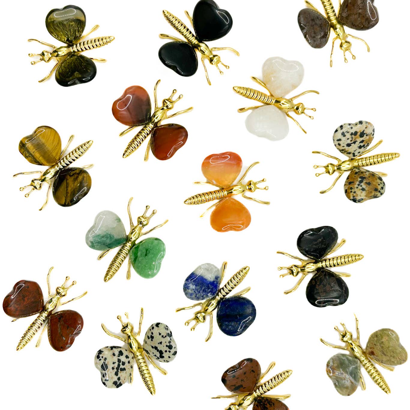 Butterfly with Gemstone Heart Wings - Spiral Circle