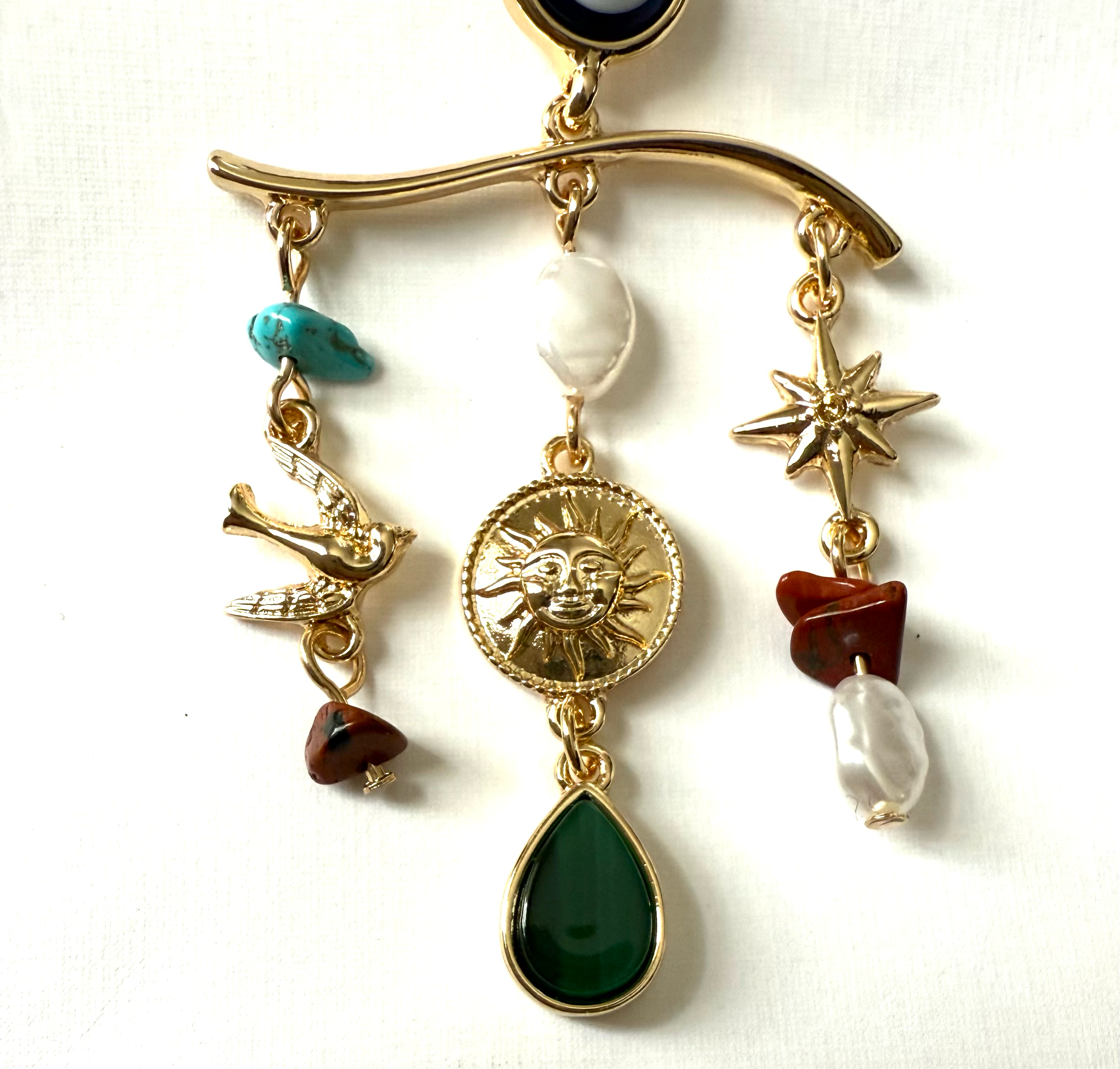 Evil Eye Charm Chandelier Earring 14K