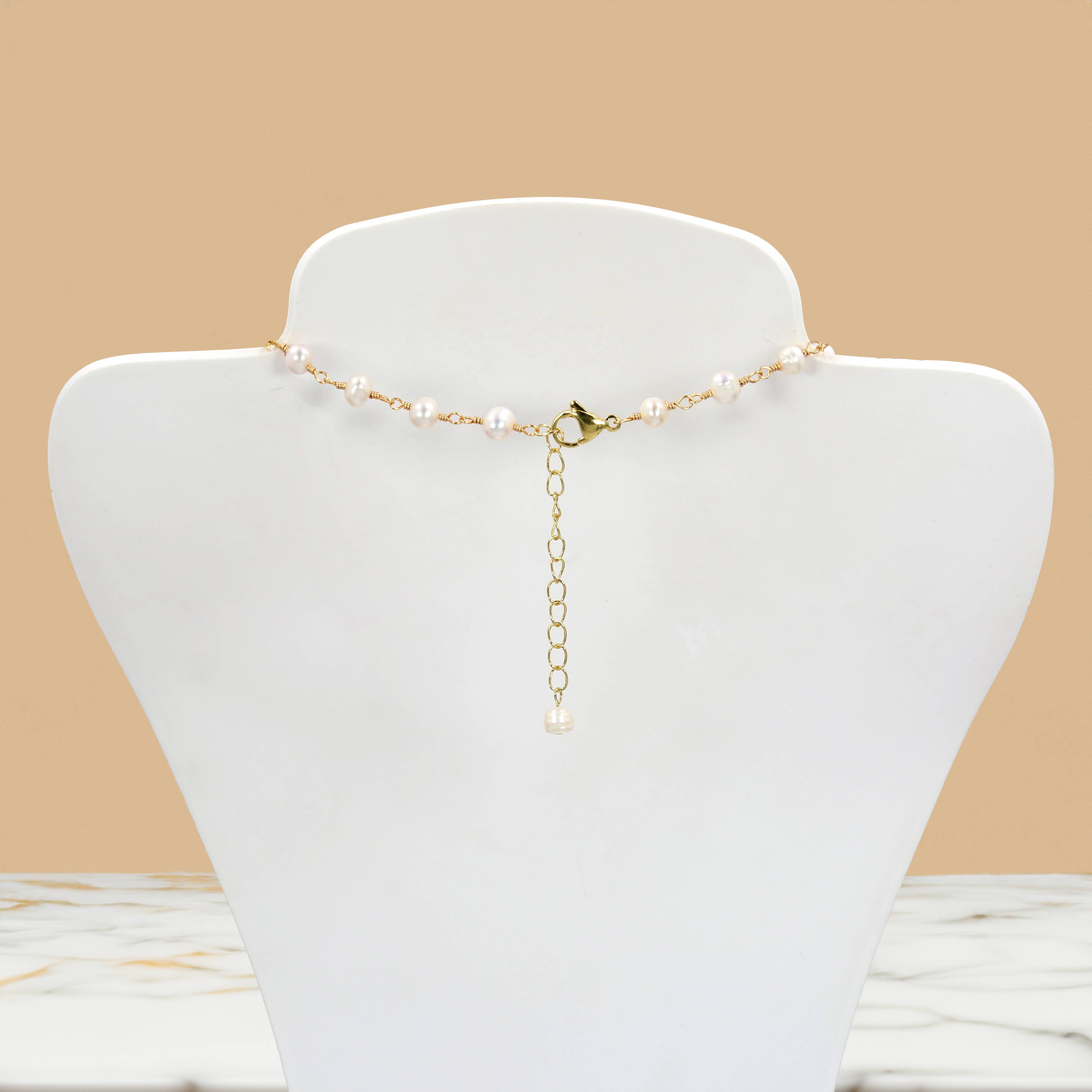 Azure Kyanite & Gold Pearl Choker