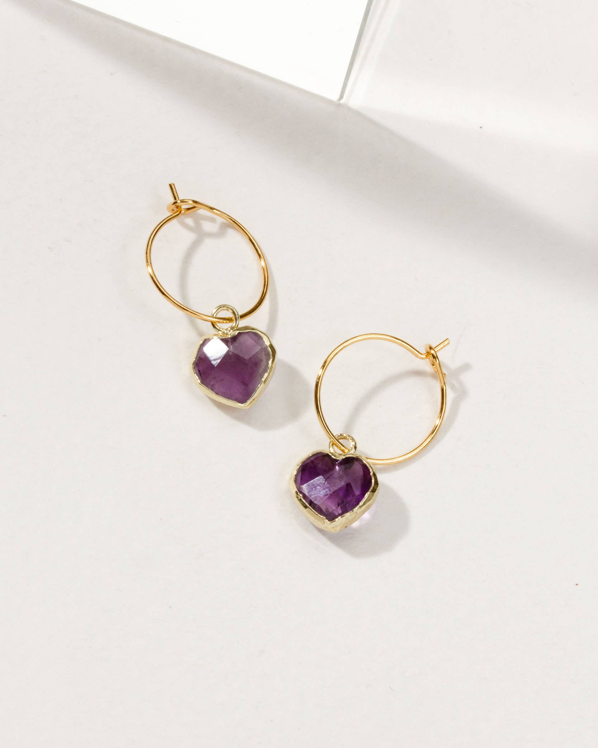 Conversation Heart Mini Hoop Earrings - Amethyst