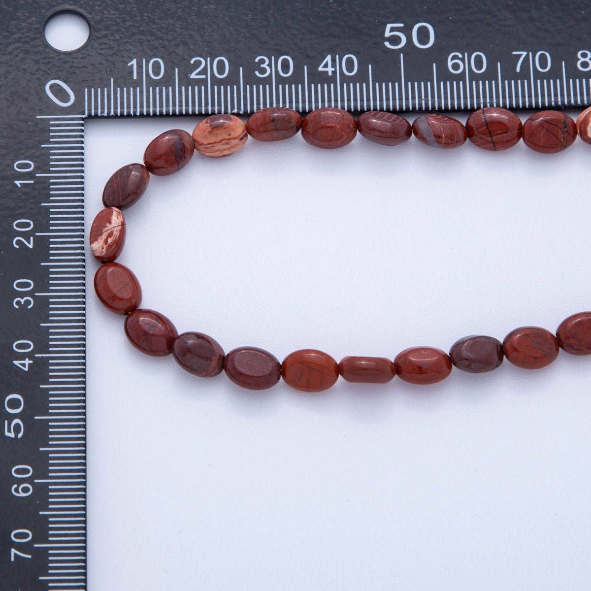 Carnelian Oblong Oval Gemstone Bead Necklace | 18K Gold Plated - Spiral Circle