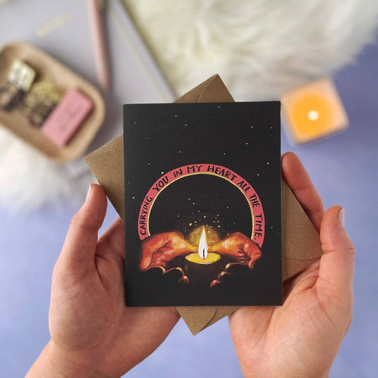 Carrying you in my heart all the time | Sympathy Card - Spiral Circle