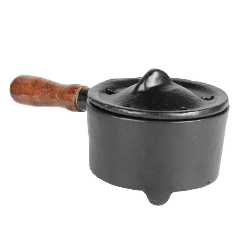 CAST IRON CAULDRON WITH HANDLE 2.75" x 5.5" x 2.2" - Spiral Circle