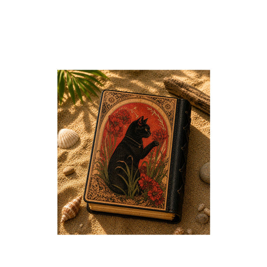 Cat Handmade Leather Tarot Journal for Spiritual Shops Book - Spiral Circle