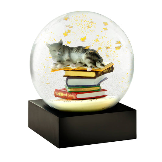 Cat on Books Snow Globe - Spiral Circle