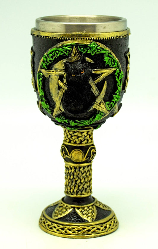 Cat/Pentagram Goblet - Spiral Circle