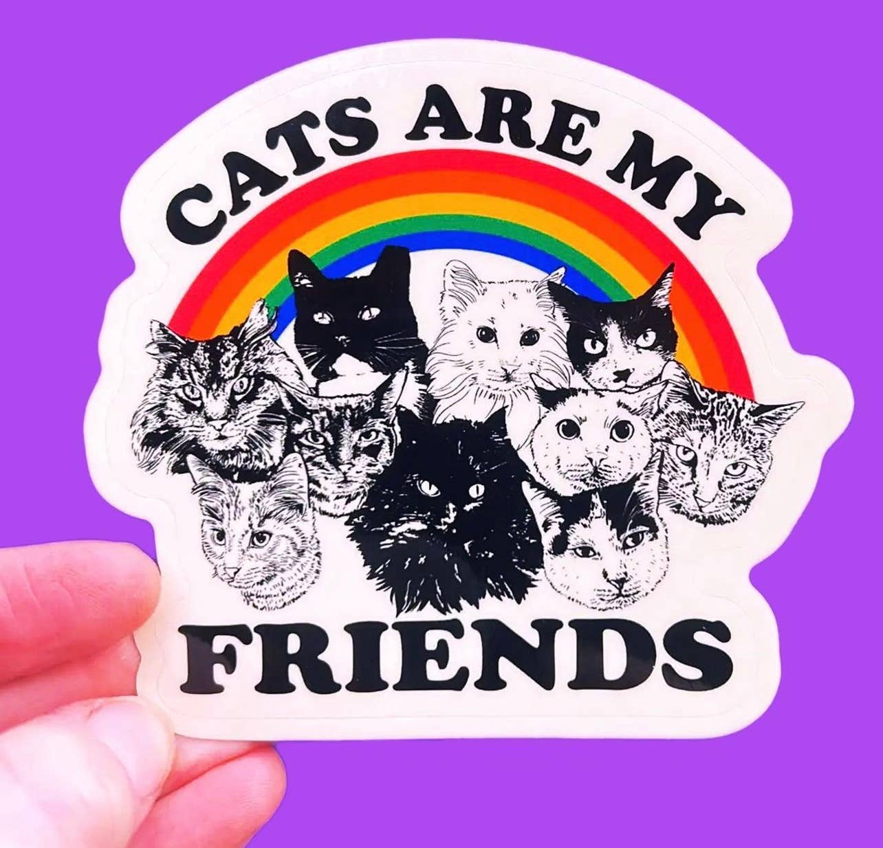 Cats Are My Friends STICKER 3 Inch - Spiral Circle