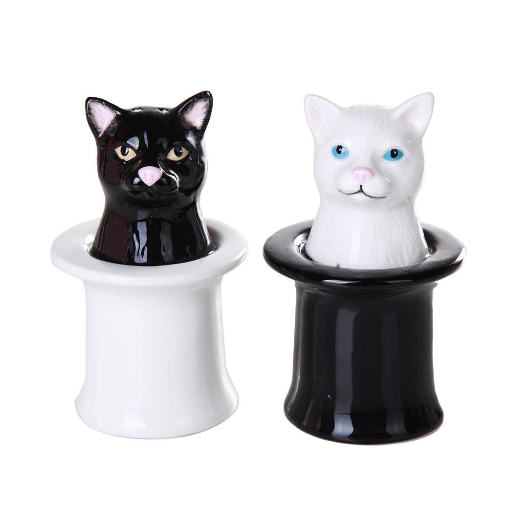 Cats in Top Hats Salt and Pepper Shaker Set - Spiral Circle