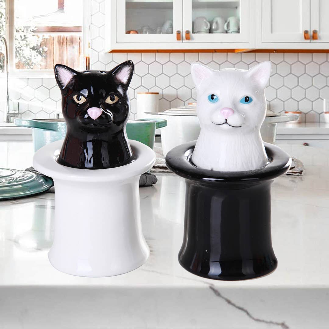 Cats in Top Hats Salt and Pepper Shaker Set - Spiral Circle
