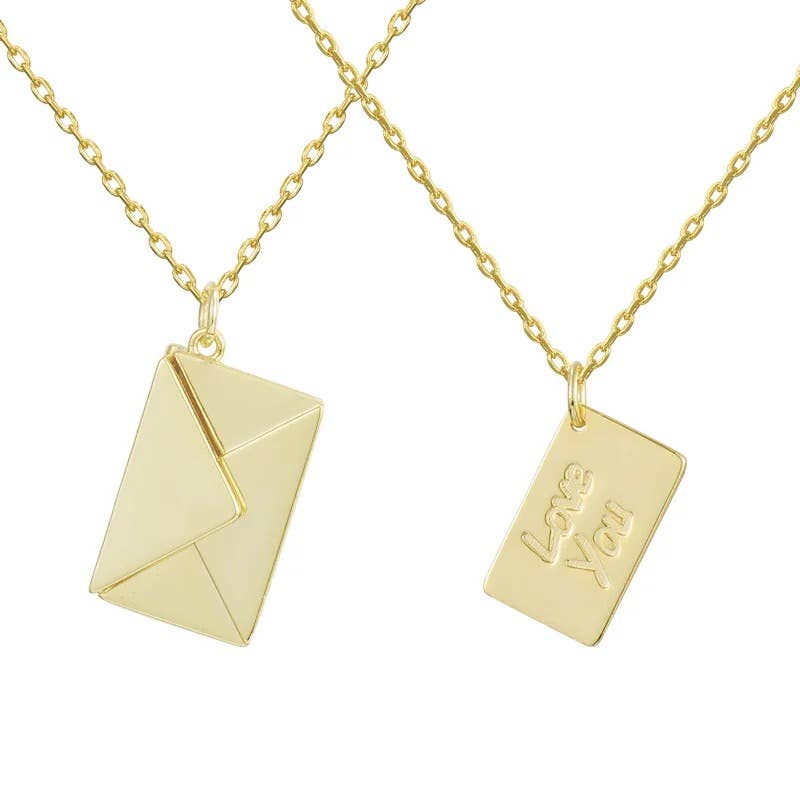 Love Letter Steel Envelope and Letter Necklace