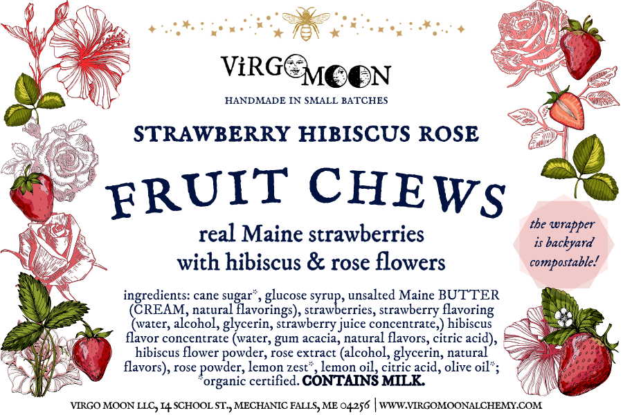Strawberry Hibiscus Rose Fruit Chews - Bulk - Loose Candies
