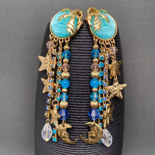 Celestial Azule Earrings - Spiral Circle