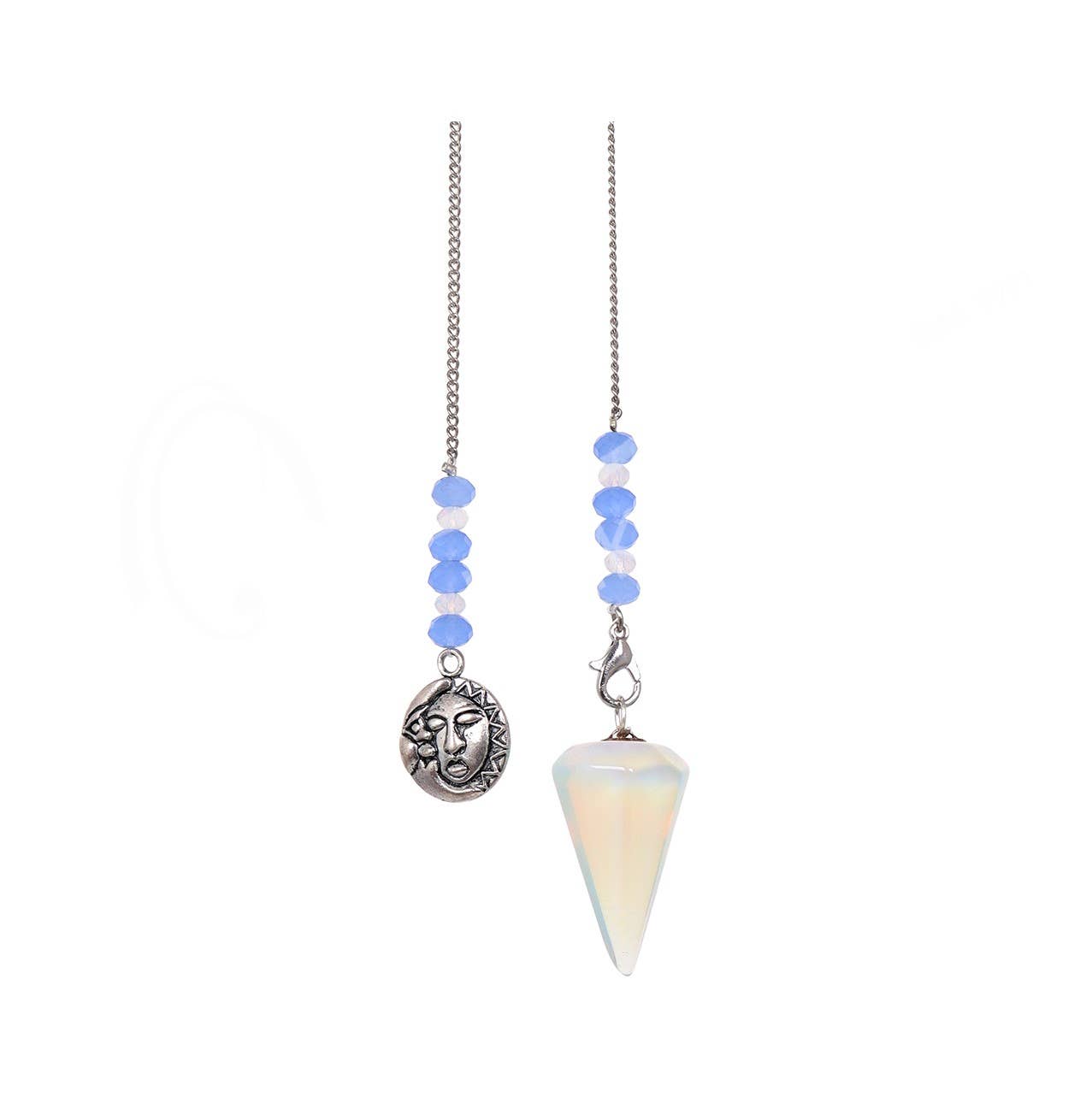 Celestial Beaded Opalite Pendulum | 9" - Spiral Circle