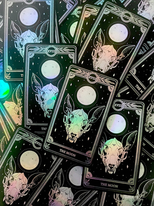 Celestial Sticker Pack, Marigold Tarot Holographic: The Star, The Moon, The Sun, The World - Spiral Circle