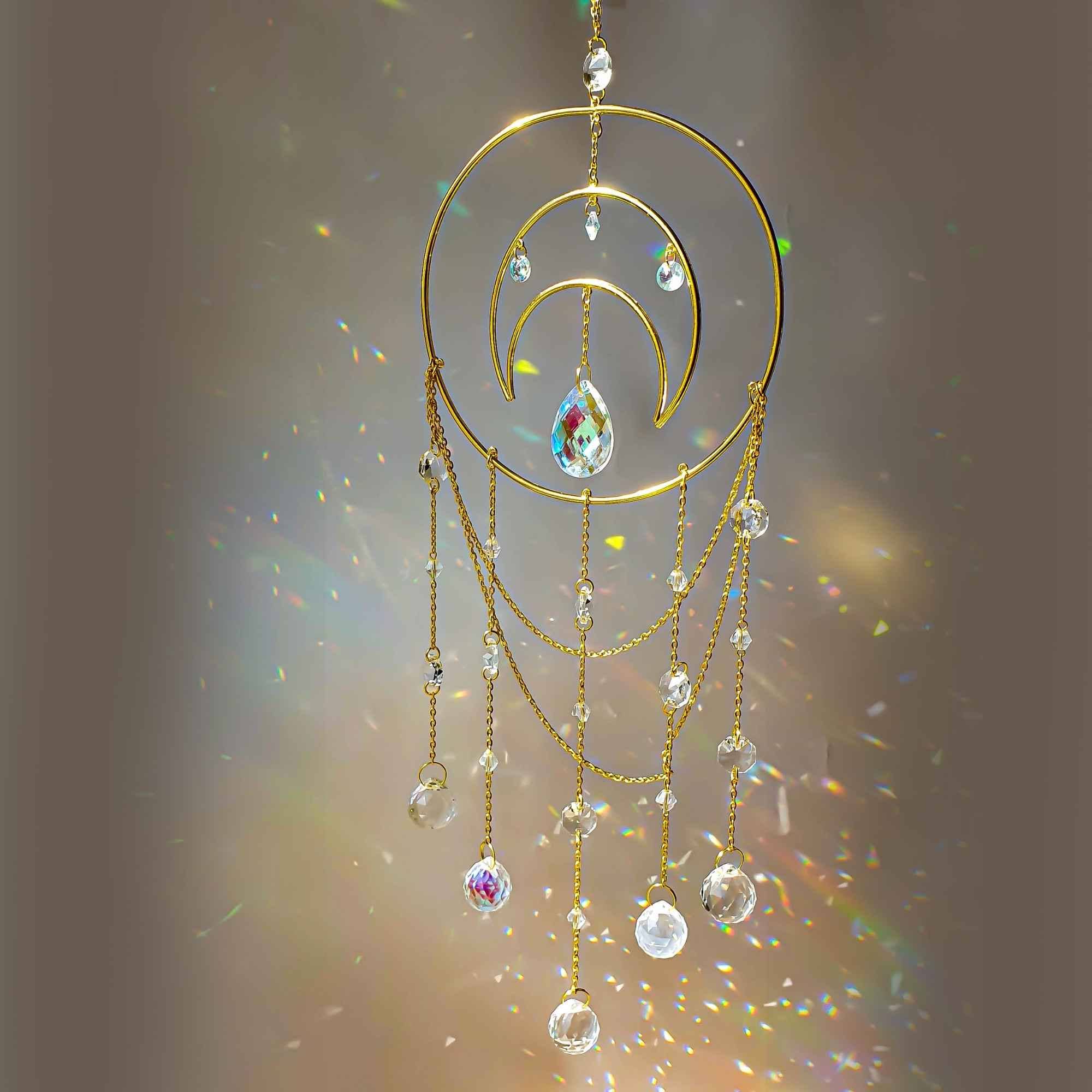Celestial Suncatcher - Rainbow Maker Window Decor - Gift - Spiral Circle