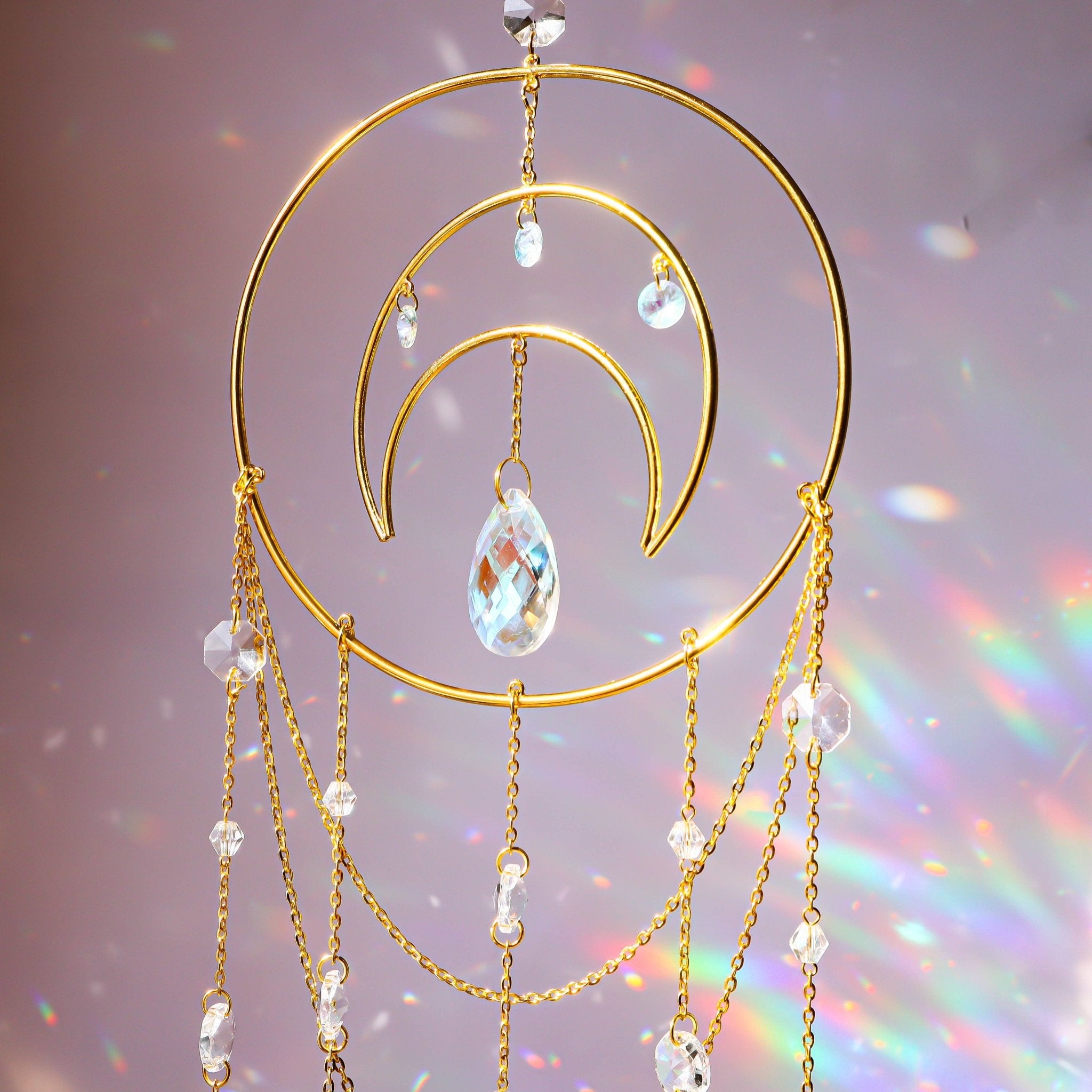 Celestial Suncatcher - Rainbow Maker Window Decor - Gift - Spiral Circle