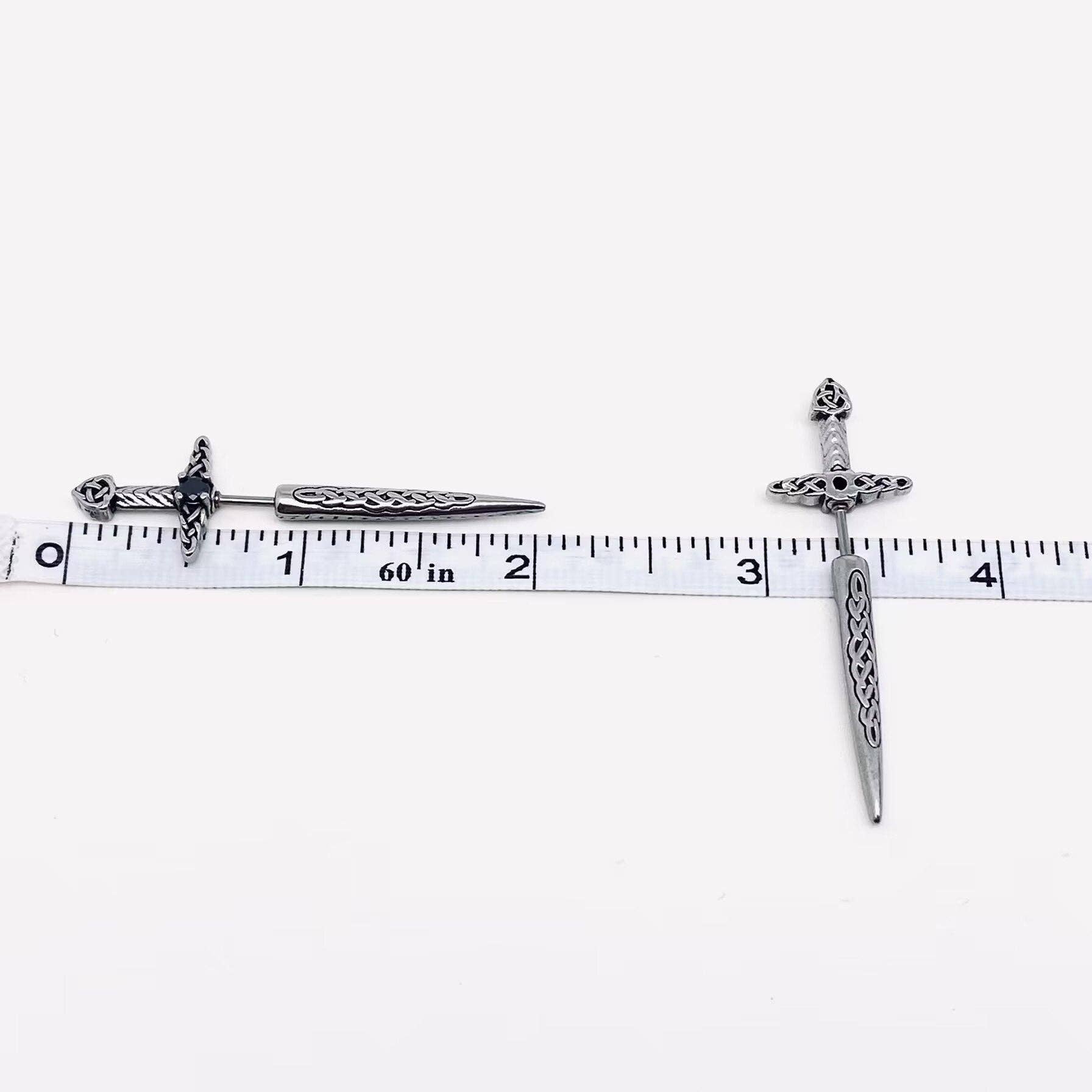 Celtic Knot Sword Stud Earrings - Spiral Circle