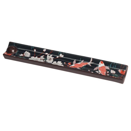 Ceramic Incense Holder 9 inch L Japanese Koi Fish (1/36) - Spiral Circle