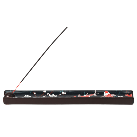 Ceramic Incense Holder 9 inch L Japanese Koi Fish (1/36) - Spiral Circle
