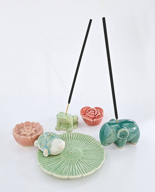 Ceramic Incense Holder Frog - Spiral Circle