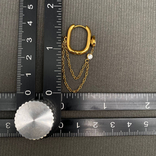 Chain Fringe 18K Gold Plated Earrings - Spiral Circle