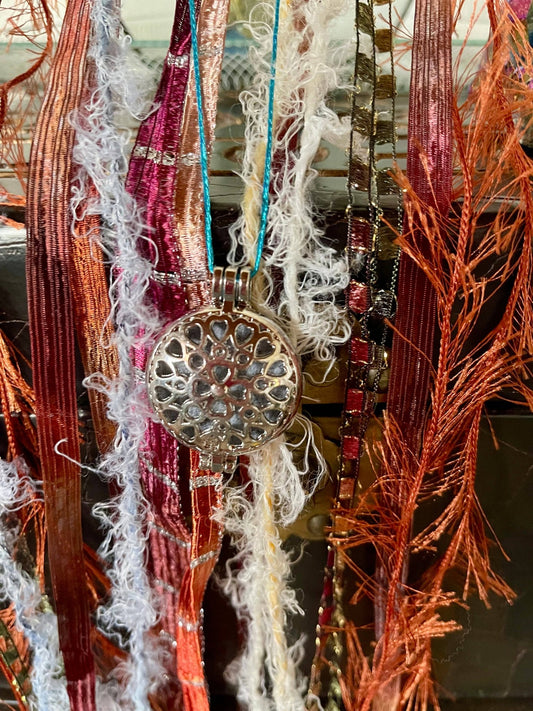 Charmed White Magic 6" Tambourine and Ribbon Wall Accent - Spiral Circle