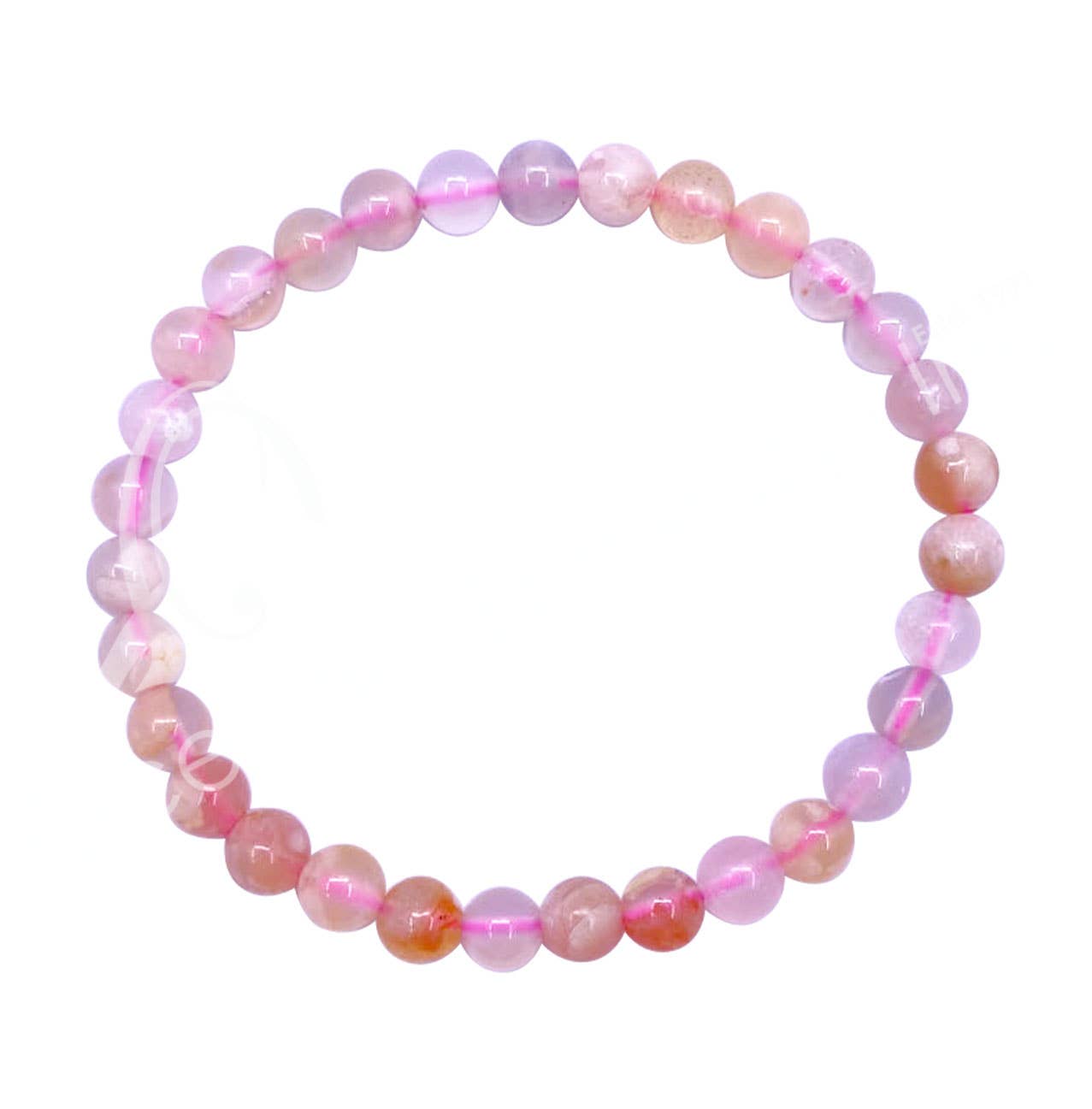 Cherry Blossom Agate | 6MM Beaded Bracelet - Spiral Circle